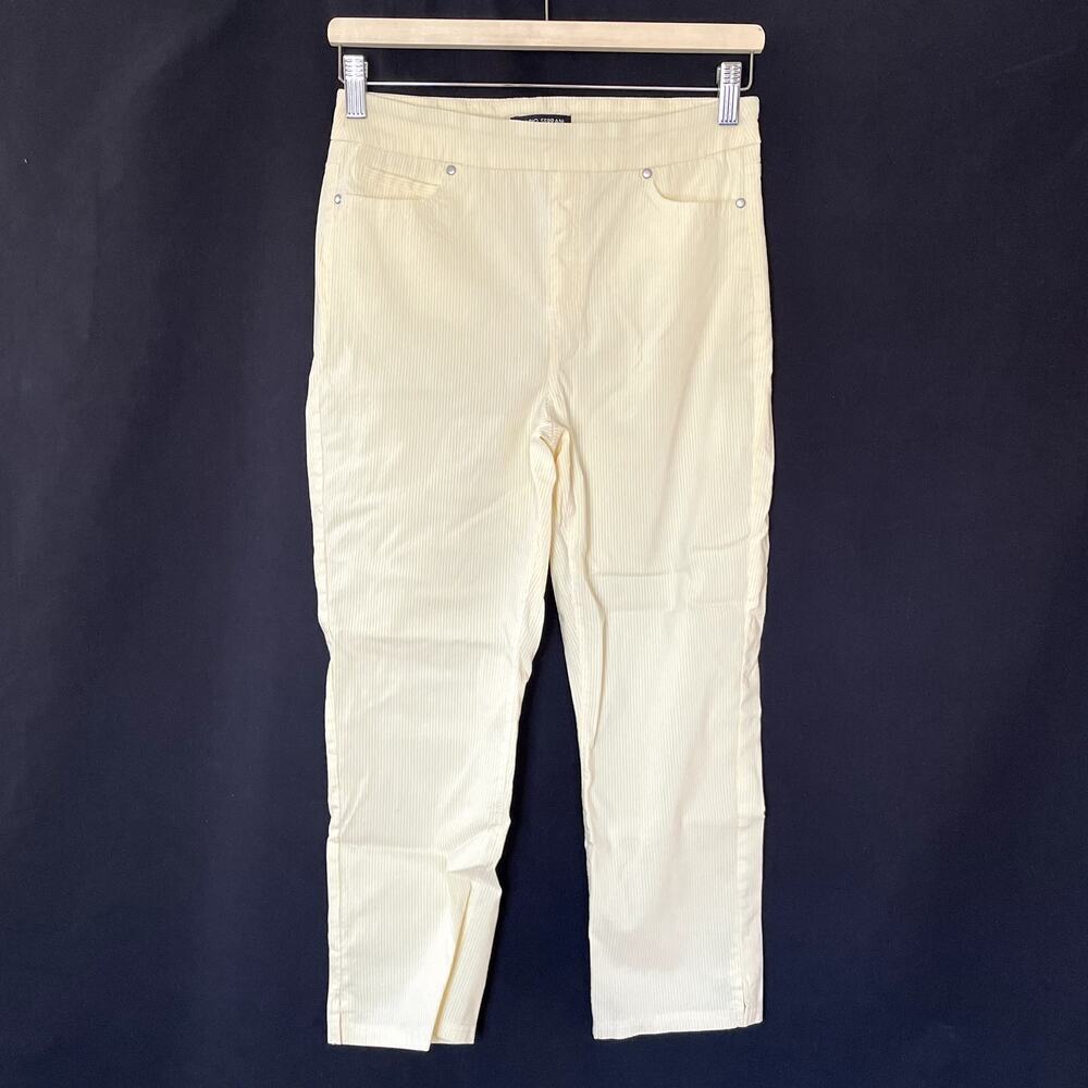 Mario Serrani italy rayon nylon yellow white striped vintage women's S pants